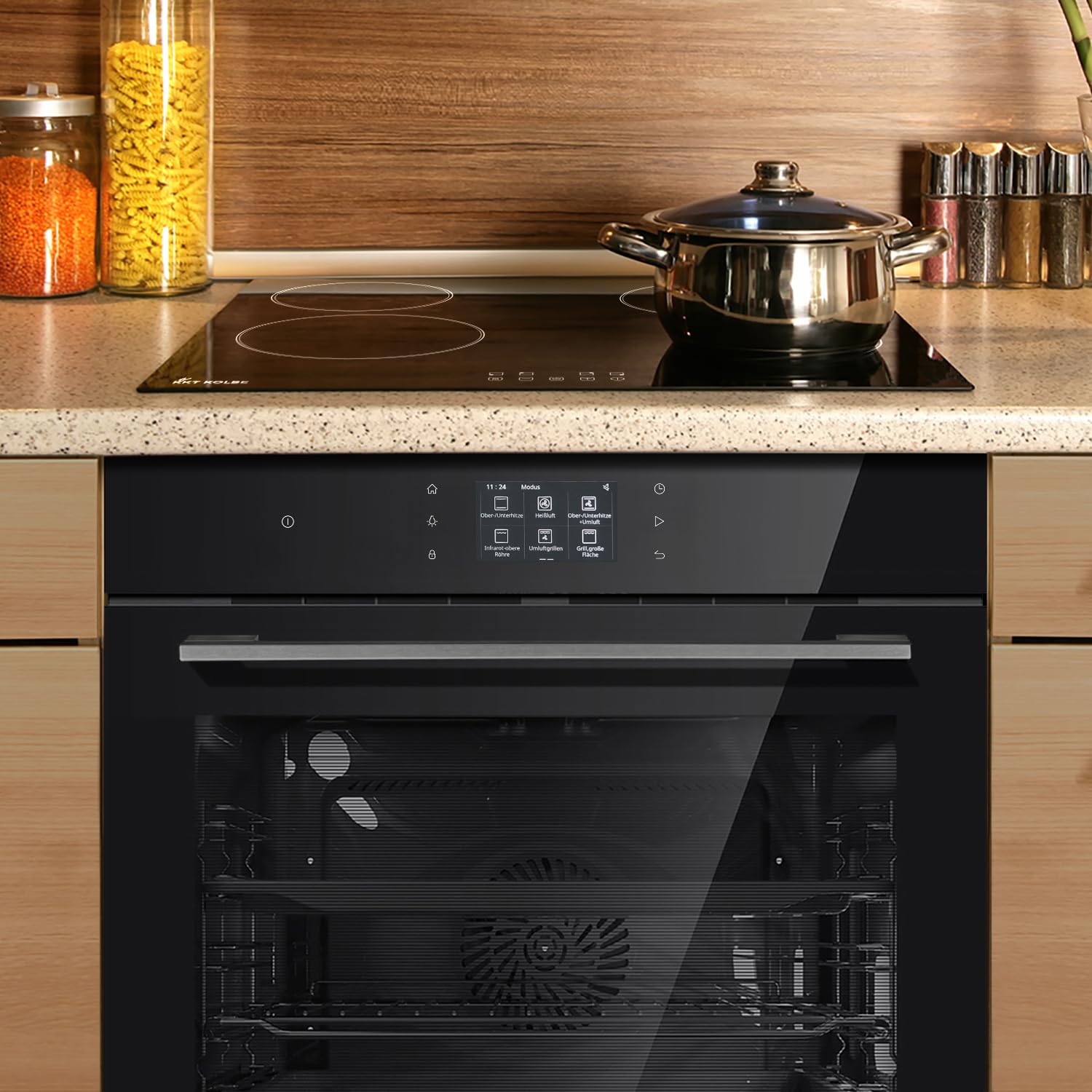 KKT KOLBE Autarkes Herdset 60cm Einbaubackofen EB8017TFT Kochfeld CH5900RL Katalyse Pizzafunktion Umluft Heißluft