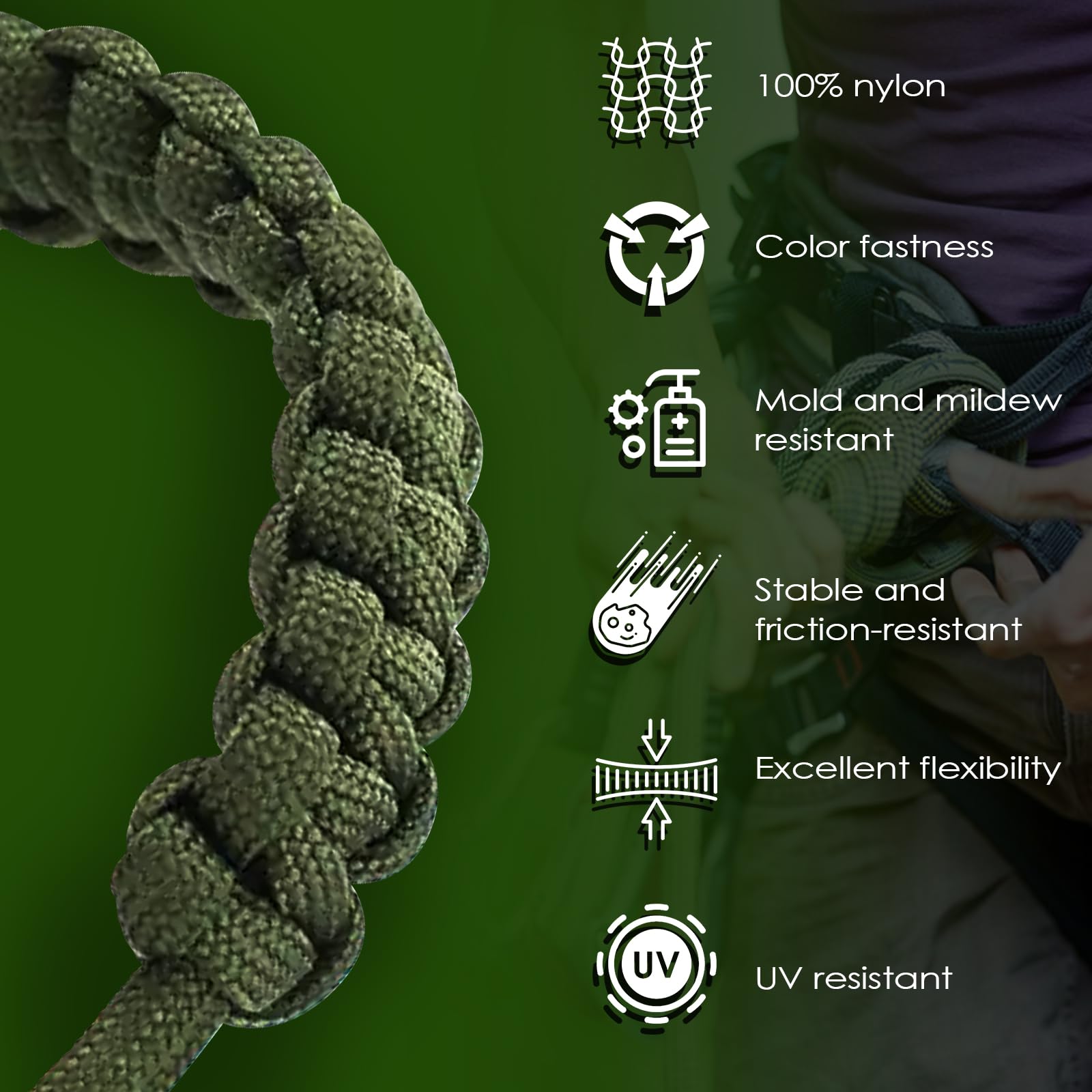 Cuerda Nailon Paracord 4mm 7 Hilos 250kg Resistente Multifuncional 40m
