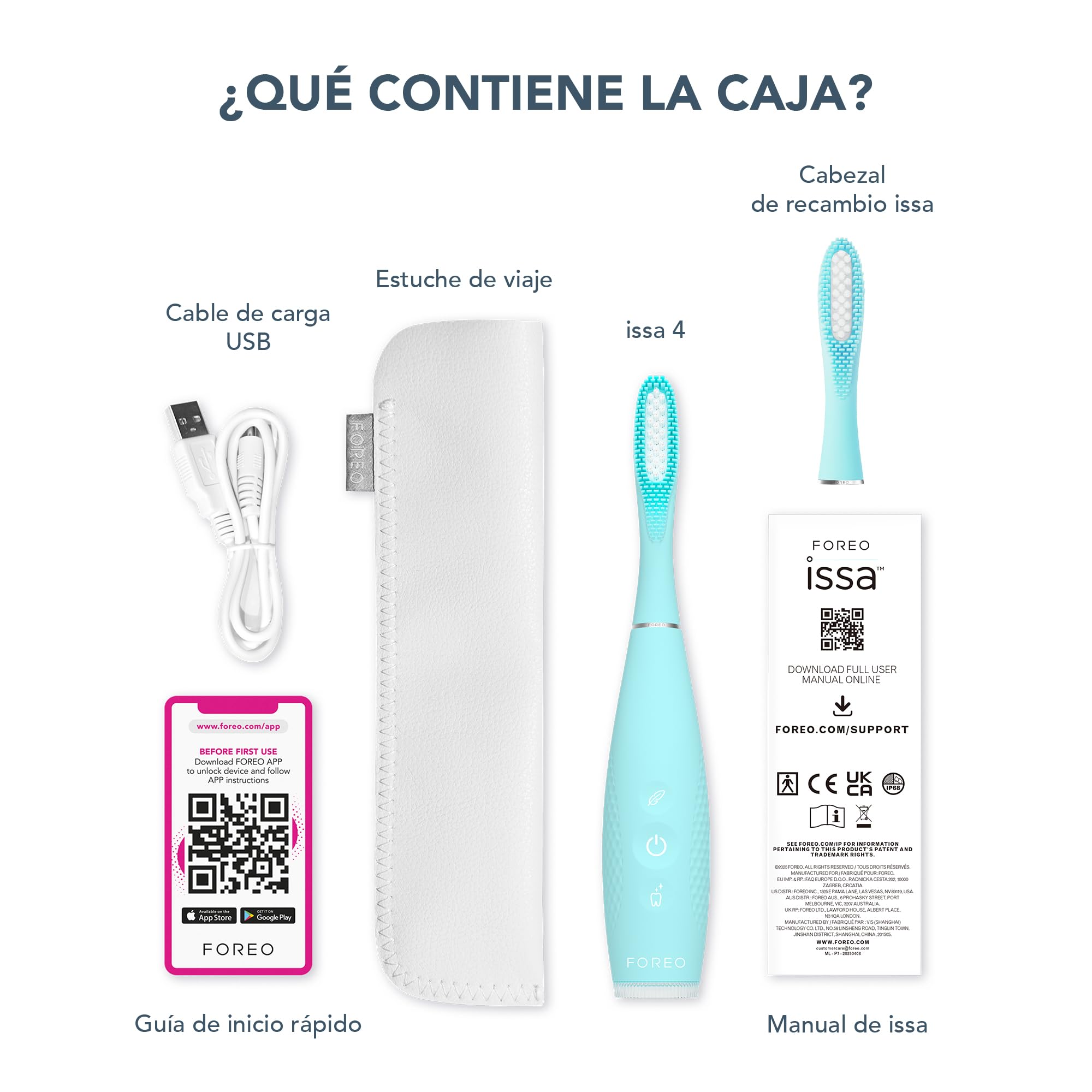 FOREO ISSA 4 Electric Toothbrush – 4-in-1 Rechargeable with Extra Brush Head, Soft Bristles, Long-Lasting Use, Gentle Cleaning - Artic Blue