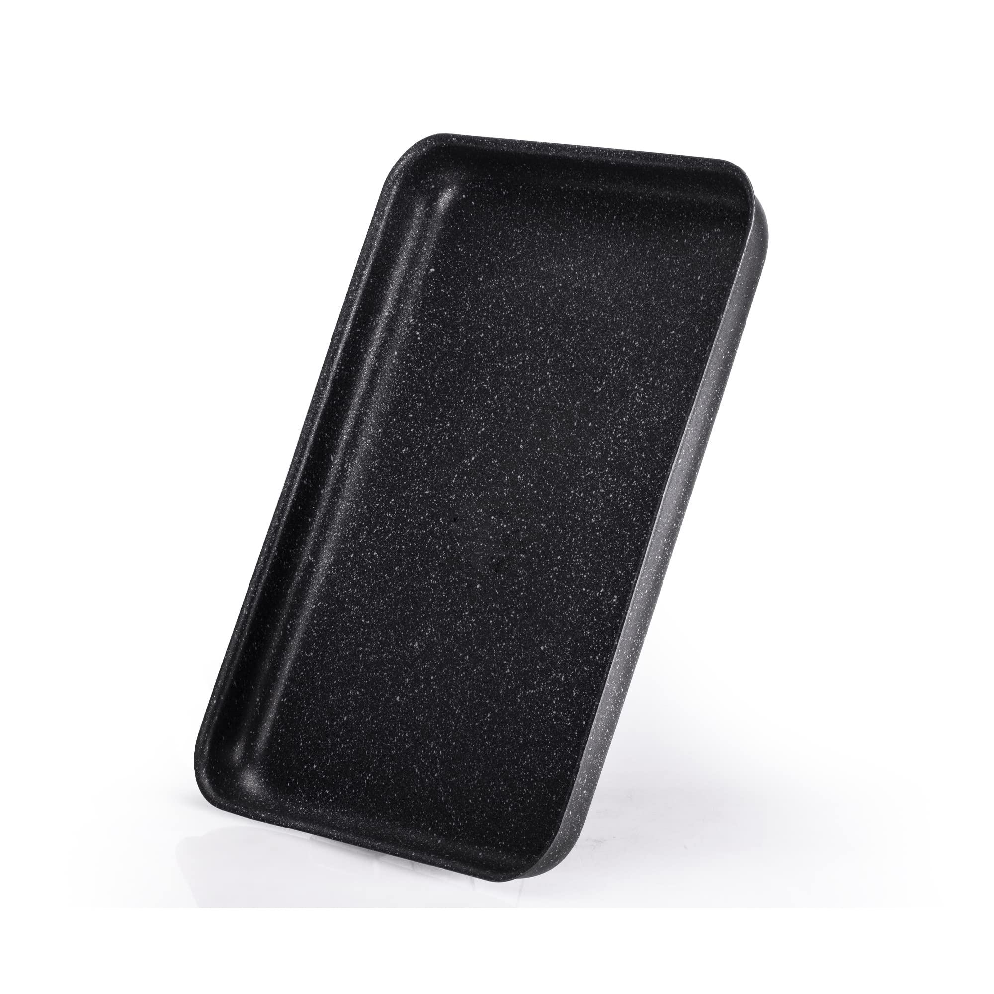 Rostiera Bassa Moneta Etnea - Alluminio Antiaderente Effetto Pietra, 40x28 Cm, Nero, Made In Italy - Foto 4