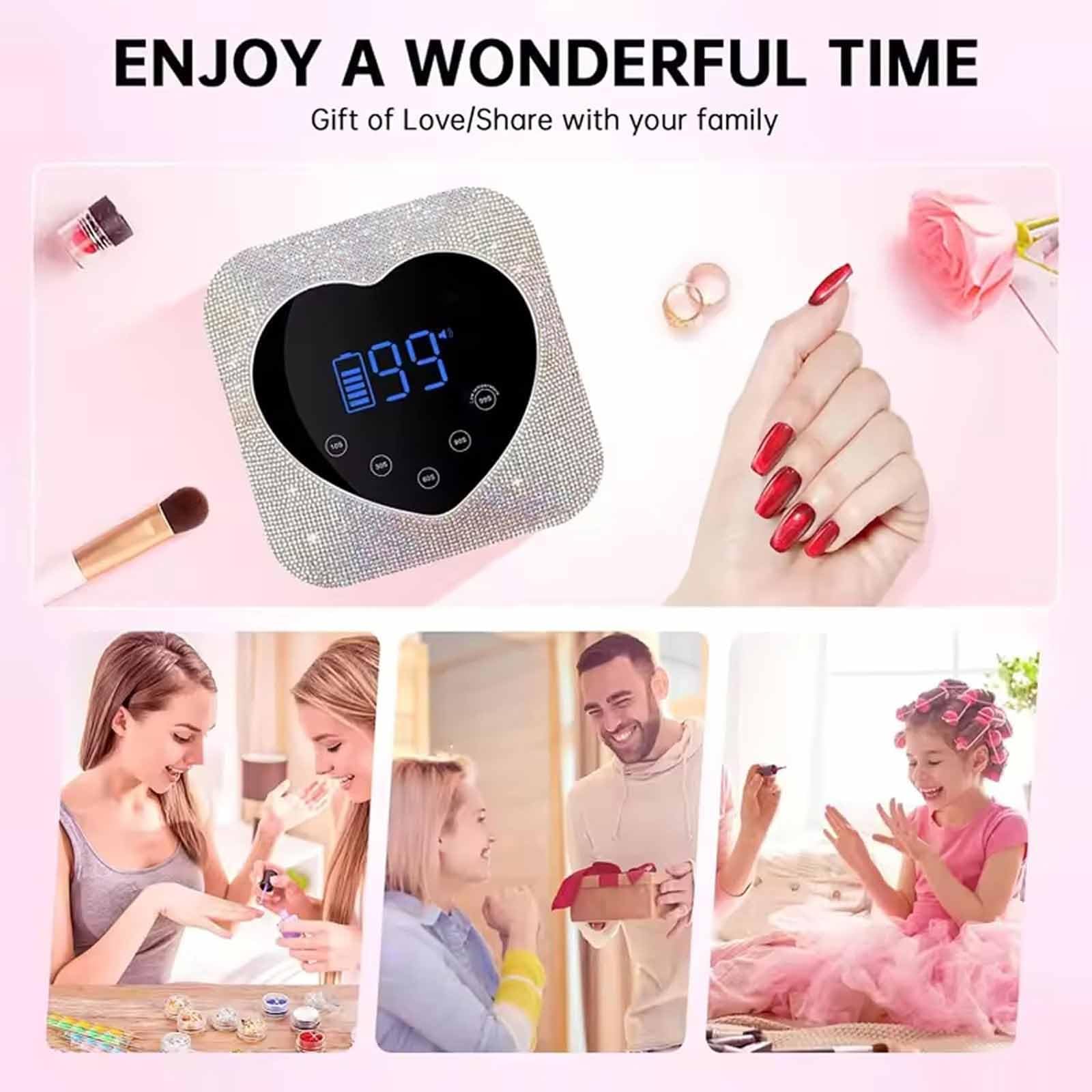 ERICAT Luz Brillante para Secador De Uñas, Lámpara De Uñas Recargable De 72 W con 5 Temporizadores Y Pantalla Digital Táctil LED Grande, Sensor Automático Y Curado De Secado Rápido
