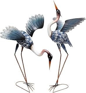 WONDER GARDEN Blue Heron Statue-Garden Statues for Outside - 2 Pack Cran...
