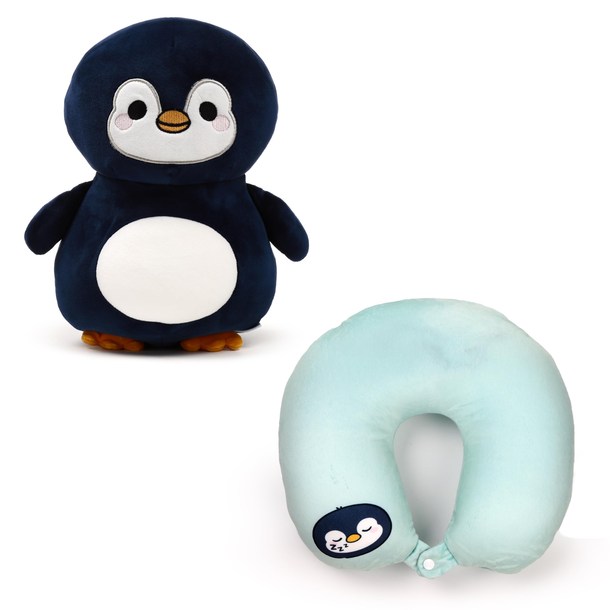 Legami Cuscino Da Viaggio Con Mascherina - Tema Penguin, Salvaspazio, Chiusura A Zip, 16x16cm, Per Auto, Aereo - Foto 1