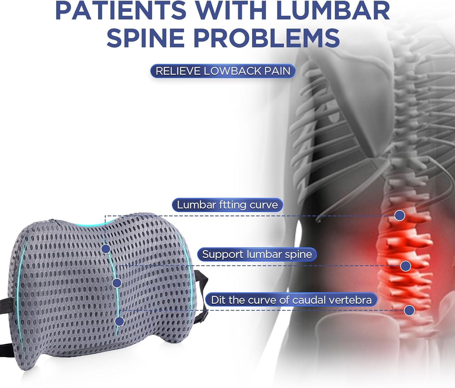 Ergonomic Lumbar Pillow & Laptop Bed Tray Bundle – Back Pain Relief Cushion for Chair/Car + Foldable Desk with USB/Drawer/Cup Holder