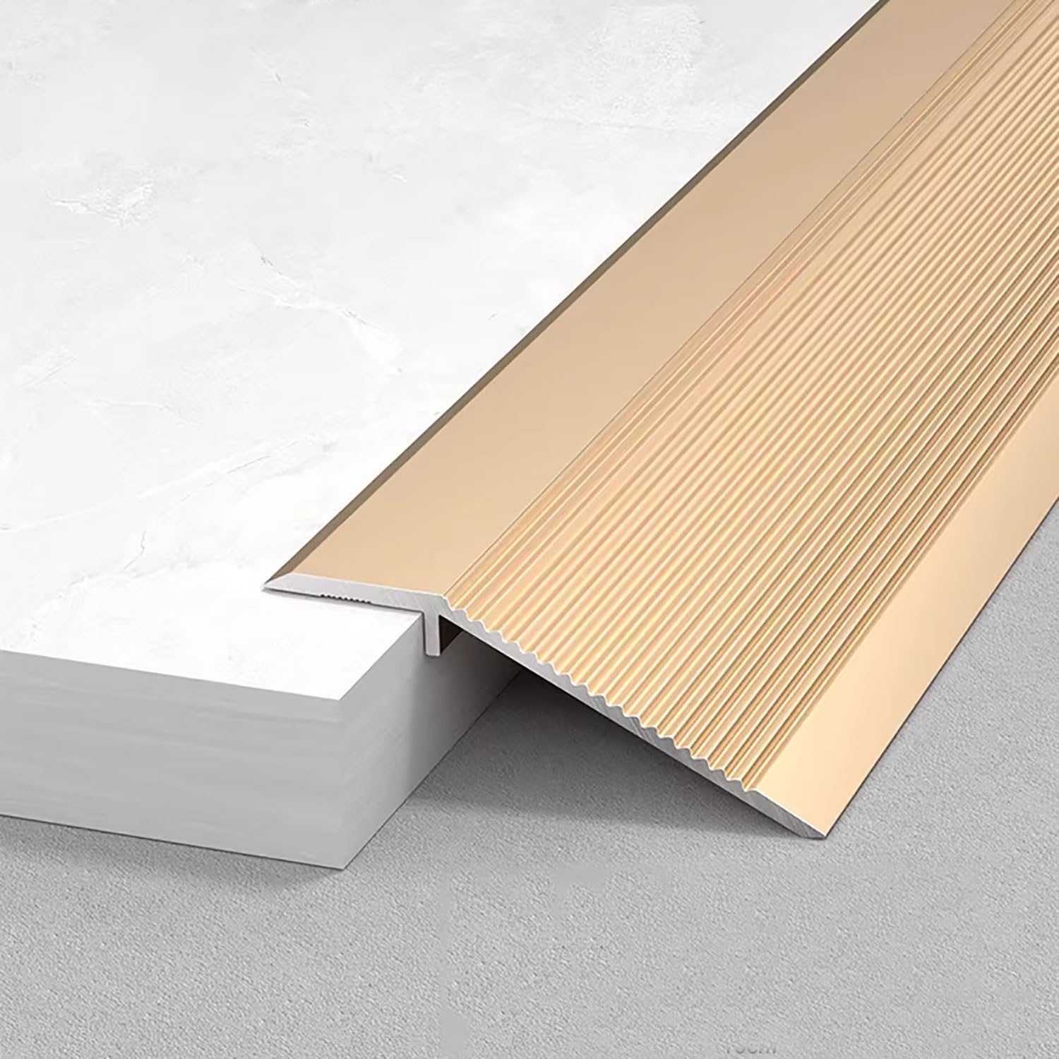 Aluminum T Molding Trim， Aluminum Floor Transition Strip for Laminate Tile Carpet 90-150cm(Gold,145cm/57in)