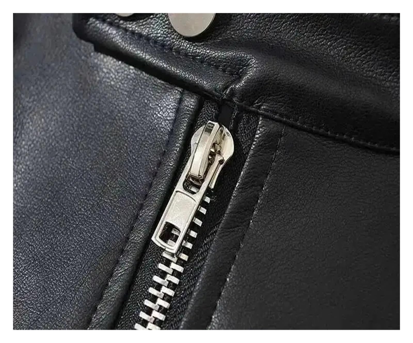 Veste Foncée Courte Zippée À Col Montant En Cuir PU
