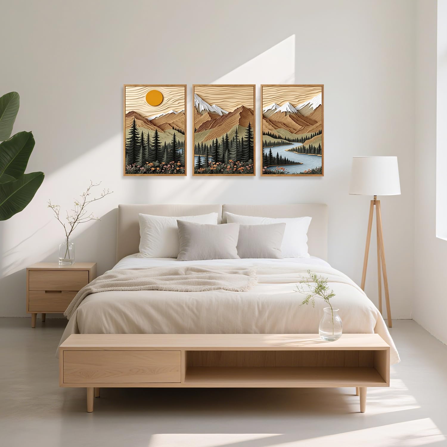 CHDITB Mountain Frame Canvas Wall Art, Nature themed office Wall Decor, country Scenic Art Spiritual Wall Painting, Vintage national park Mountains forest Art Prints for Living Room, Bedroom 16"x24"x3 — view 5