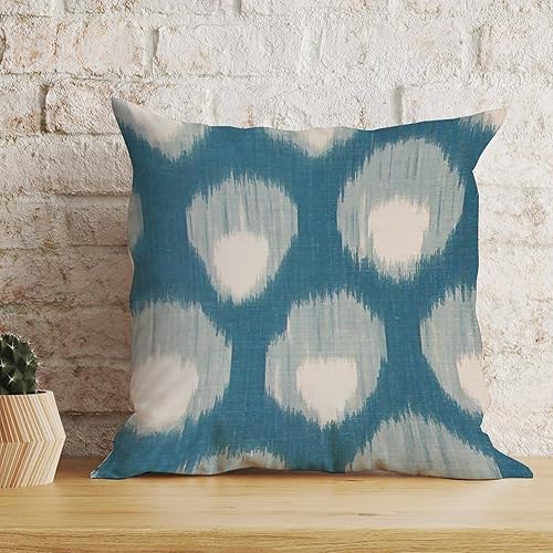 Miniatura 5 de Funda de cojín azul y aguamarina, antigua en azul oscuro, decoración del hogar, cojín decorativo de doble cara para silla, sofá, 20 x 20 pulgadas,