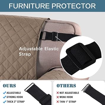 BellaHills Sofa Covers Water Resistant Sofa Cover 3 Seater Reversible Sofa Slipcovers Sofa Protectors from Cats Couch Covers with Non Slip Elastic Straps for Kids Pets (Sofa, Taupe/Beige)