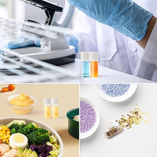 Miniatura 5 de Yzyil Paquete de 100 viales de plástico de 0.07 onzas líquidas con tapas, pequeños viales de laboratorio, tubos de ensayo de plástico con tapas para