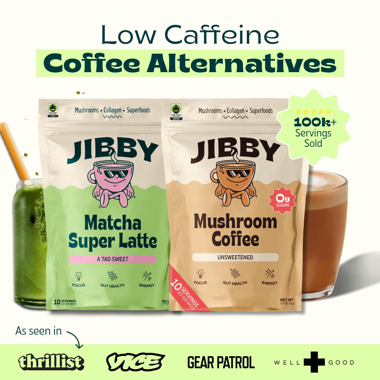 Amazon.com: Jibby Mushroom Coffee and Matcha Super Latte Bundle