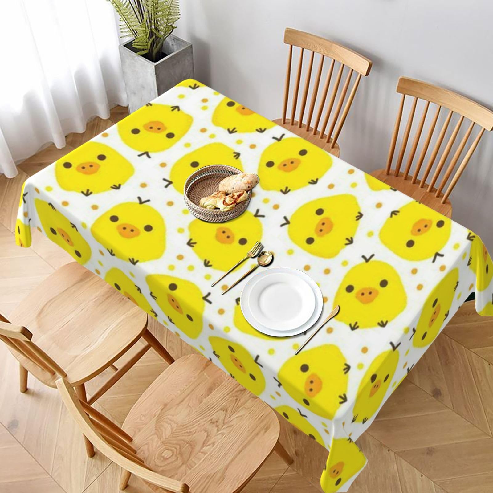 BNVSADC YELLOW chicken Printed Rectangle Tablecloth 228x152 CM, Water Resistant Polyester Table Cloth Decorative Fabric Table Covers for Kitchen Dining Table Parties Camping