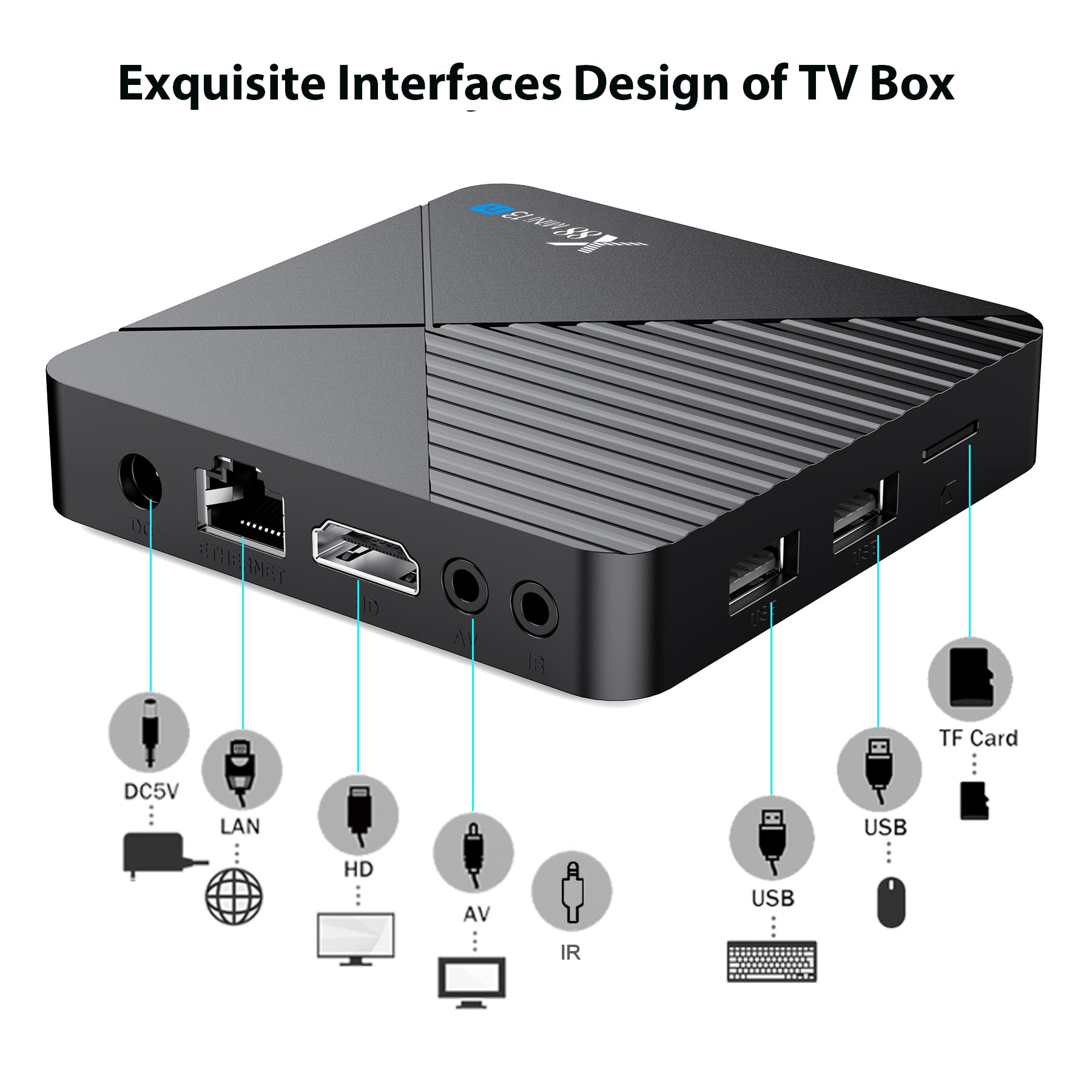 Android 13.0 TV Box, Android Box 4GB RAM 32GB ROM RK3528mini chip Quad-Core 64bit Cortex-A53, Risoluzione 4K @60fps UHD 2,4GHz/5,8GHz WiFi6 10/100M LAN Enternet Bluetooth 5.0 Smart TV Box Android