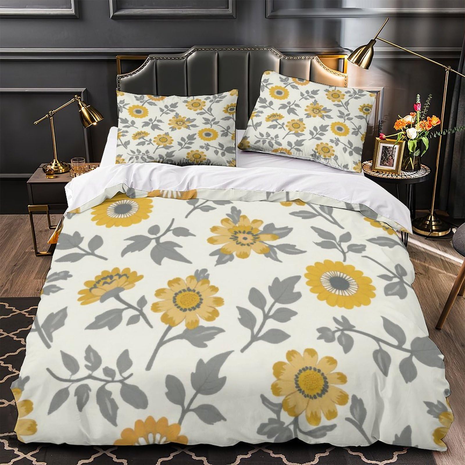 Housse de couette 3D hypoallergénique en microfibre douce et parure lit 200x200 confortable