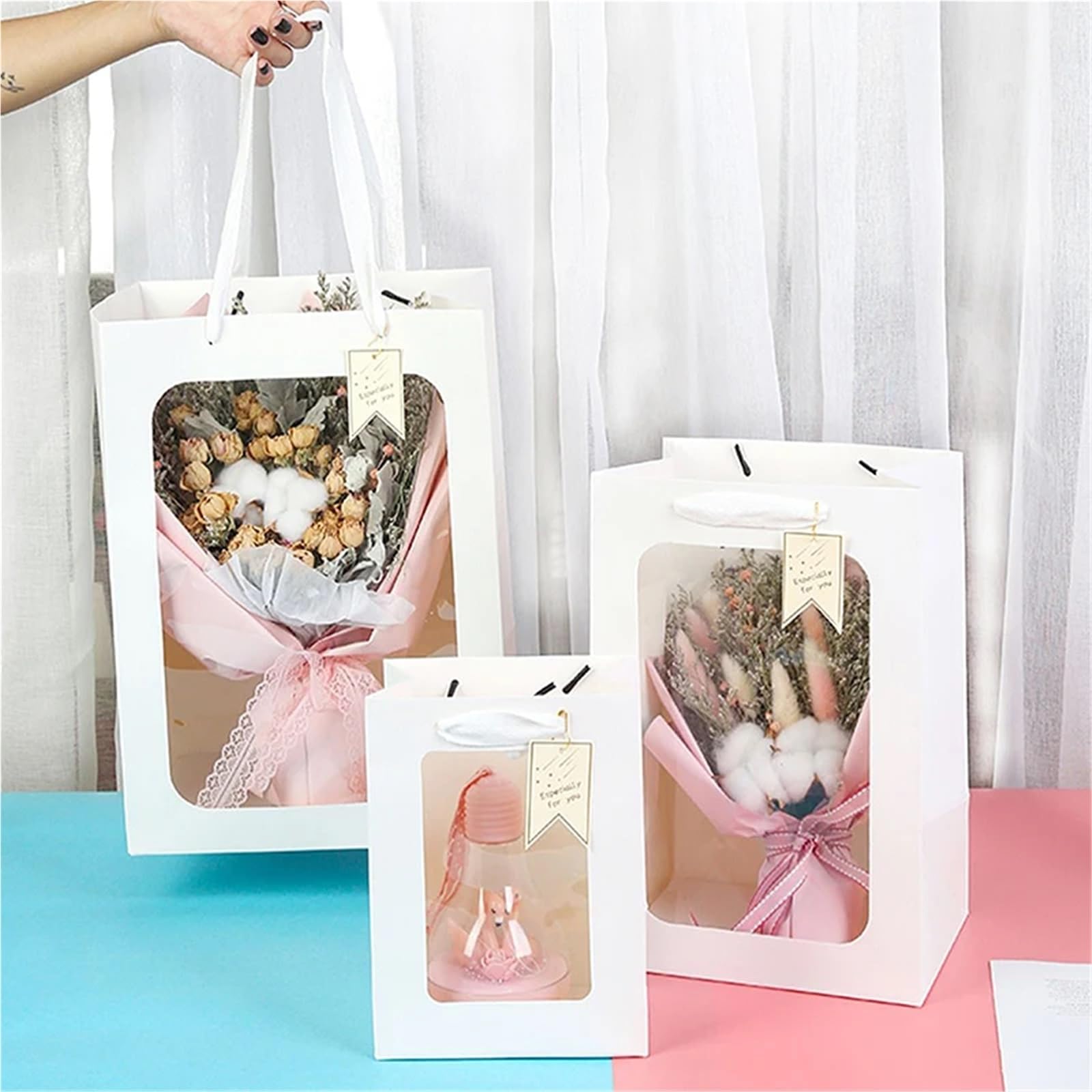 Sacchetti regalo con finestra trasparente e manici Per Regali