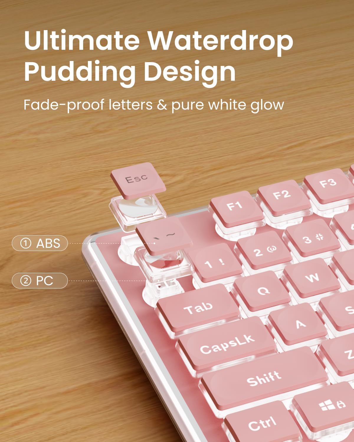 SEUNKWANG EWEADN GX710S podświetlane klawiatury komputerowe, przewodowa klawiatura USB z białym podświetleniem, metalowy panel, Plug and Play, pudding klawisze pełnowymiarowa klawiatura komputerowa do