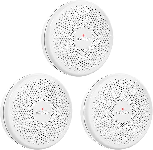 Paquete de 3 detectores combinados de humo y monóxido de carbono, batería de 10 años, alarma de fuego y CO con botón grande de pruebasilencio,