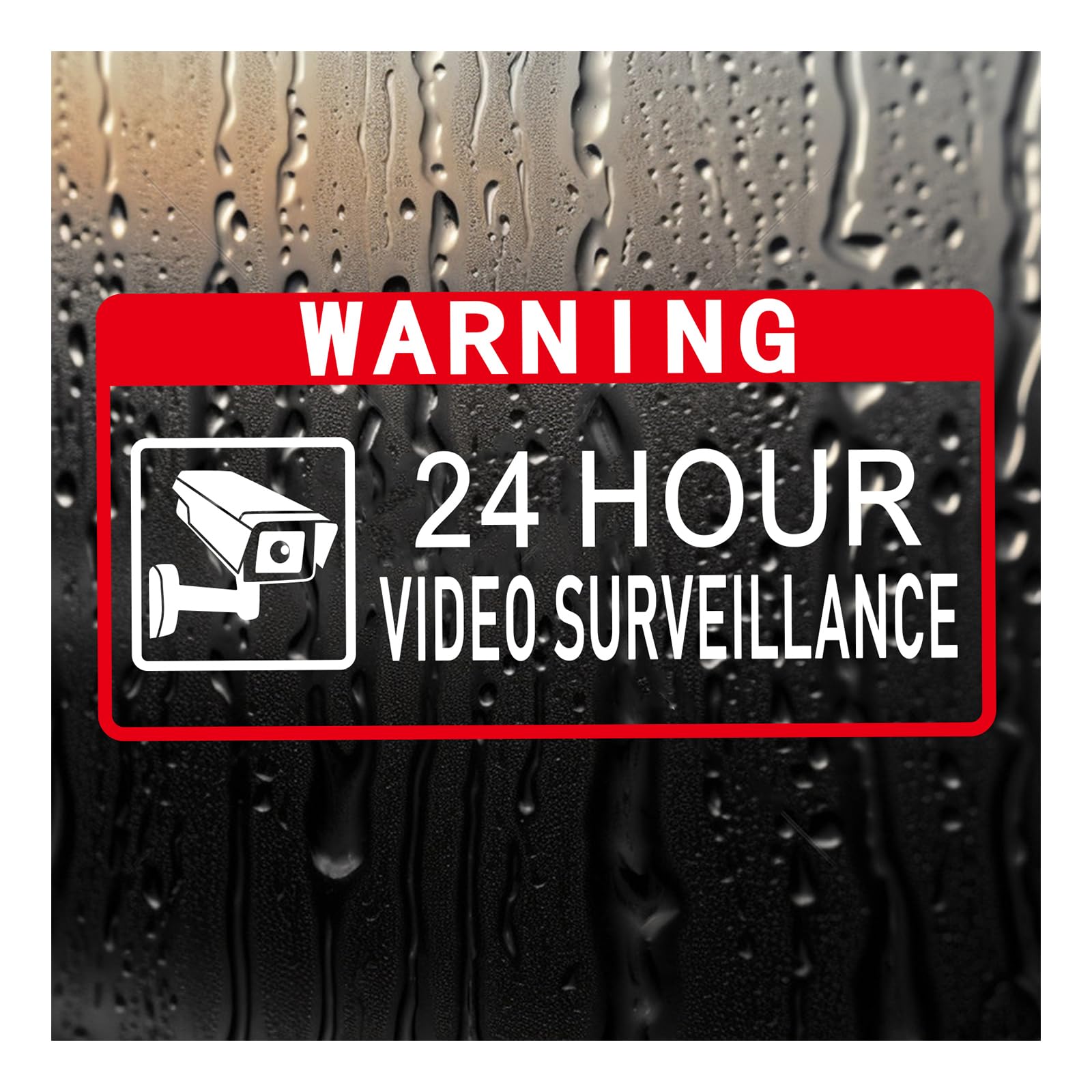 HMDZMR Video Surveillance Sign 2" x 4"Security Sign 24 Hour Camera Warning Security Self Adhesive Decal for Window Door Car (8Pcs)