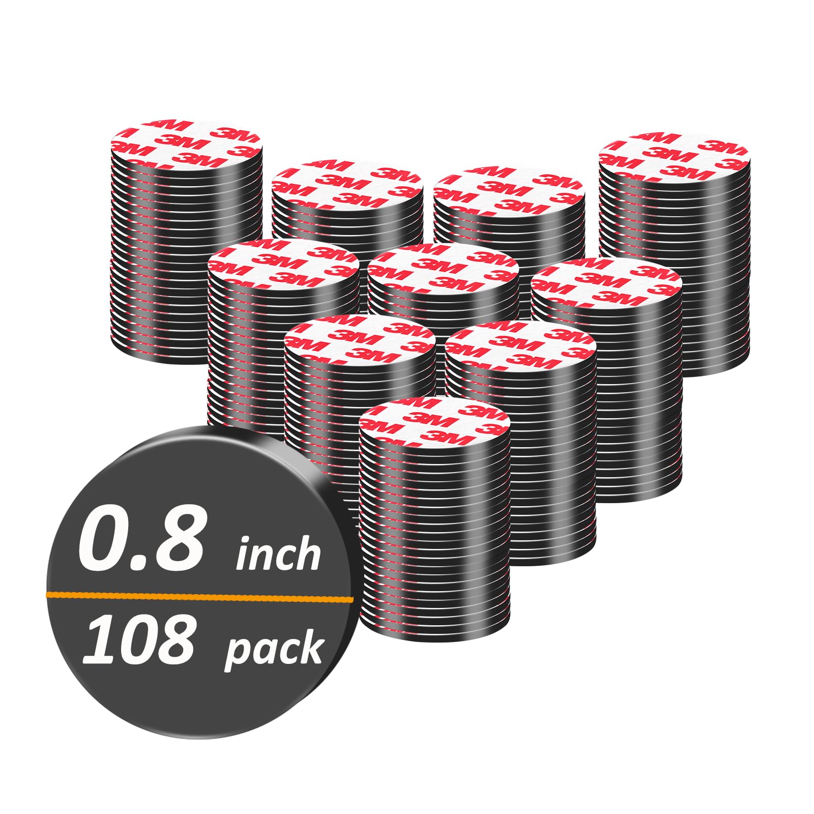 108 Pack, Magnets Dots with Adhesive, Pre-Cut Small Flexible Round Magnetic Tapes for DIY Crafts Magnets Fridge (0.8"x0.8"x0.08"-108 Pcs)