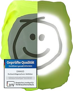 EANAGO Premium Regenschutz für Schulranzen und Rucksack - mit großem Sicherheitsreflektor - 100% wasserdichte Regenhülle - universell passend - Regenüberzug Ranzenhülle