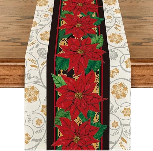 Artoid Mode Camino de mesa de Navidad con flores de pascua de acuarela, decoraciĂłn de mesa de comedor para decoraciĂłn de fiesta del hogar, 13 x 72 Artoid Mode Camino de mesa de Navidad con flores de pascua de acuarela, decoraciĂłn de mesa de comedor para decoraciĂłn de fiesta del hogar, 13 x 72