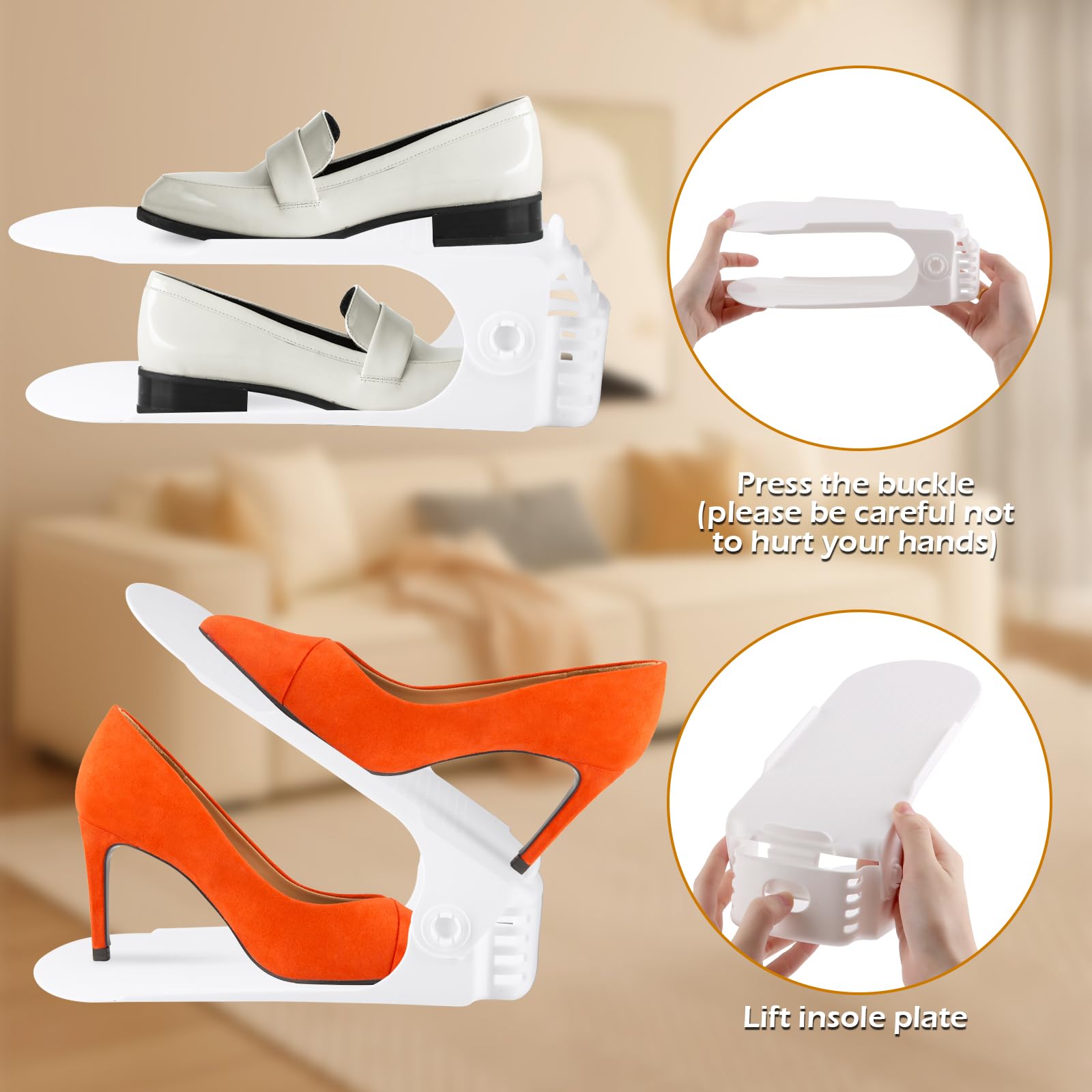 Organizer Scarpe Regolabile - Set Di 10 Portascarpe Salvaspazio Per Armadio E Guardaroba - Foto 10