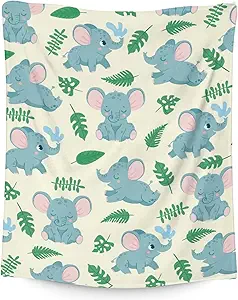 Elephant Blanket Gifts - 30"x40" Cute Throw for Women Girls - Green Soft Fuzzy Blankets for Couch & Office