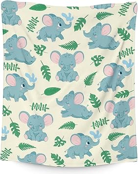 Elephant Blanket Gifts - 30"x40" Cute Throw for Women Girls - Green Soft Fuzzy Blankets for Couch & Office