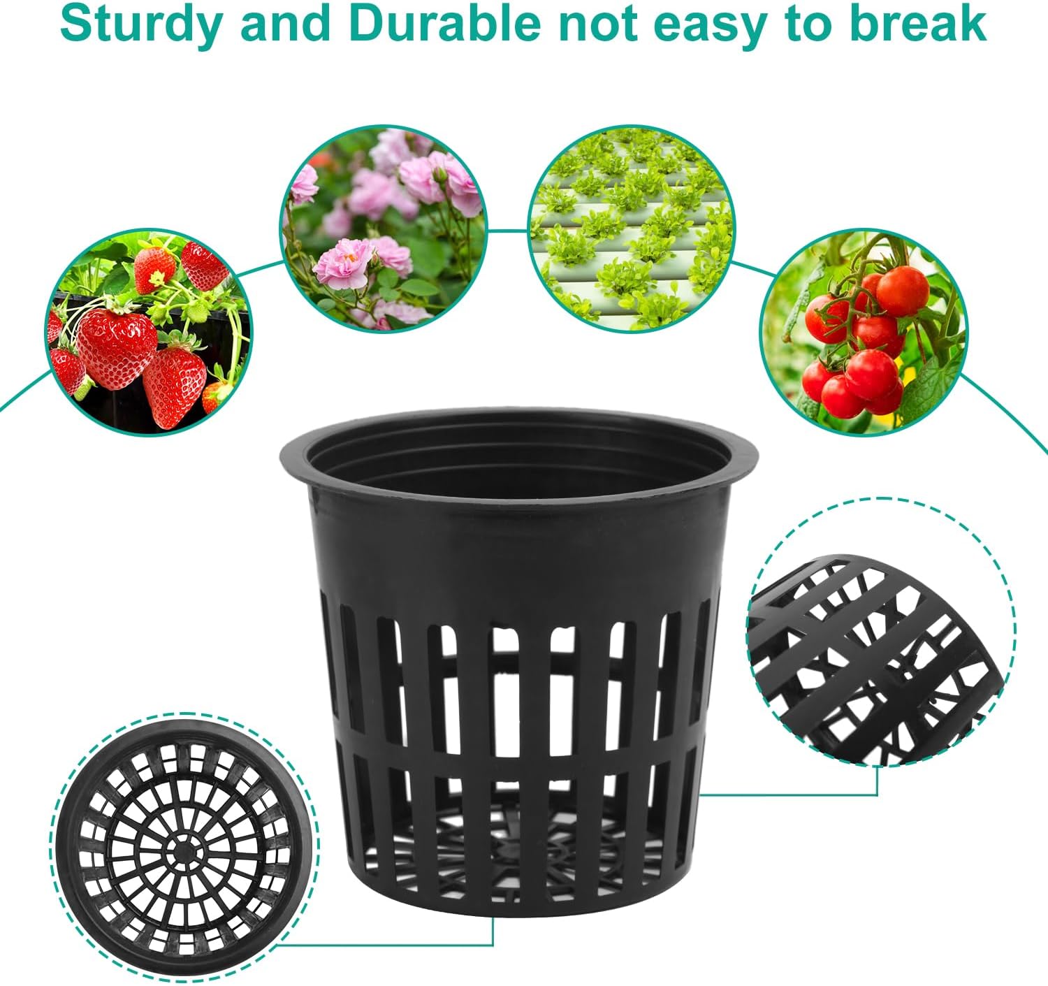 80 Pack 4 Inch Net Pots, Slotted Mesh Net Cups, Round Wide Lip Design Hydroponics Supplies Cups for Indoor or Outdoor Growing