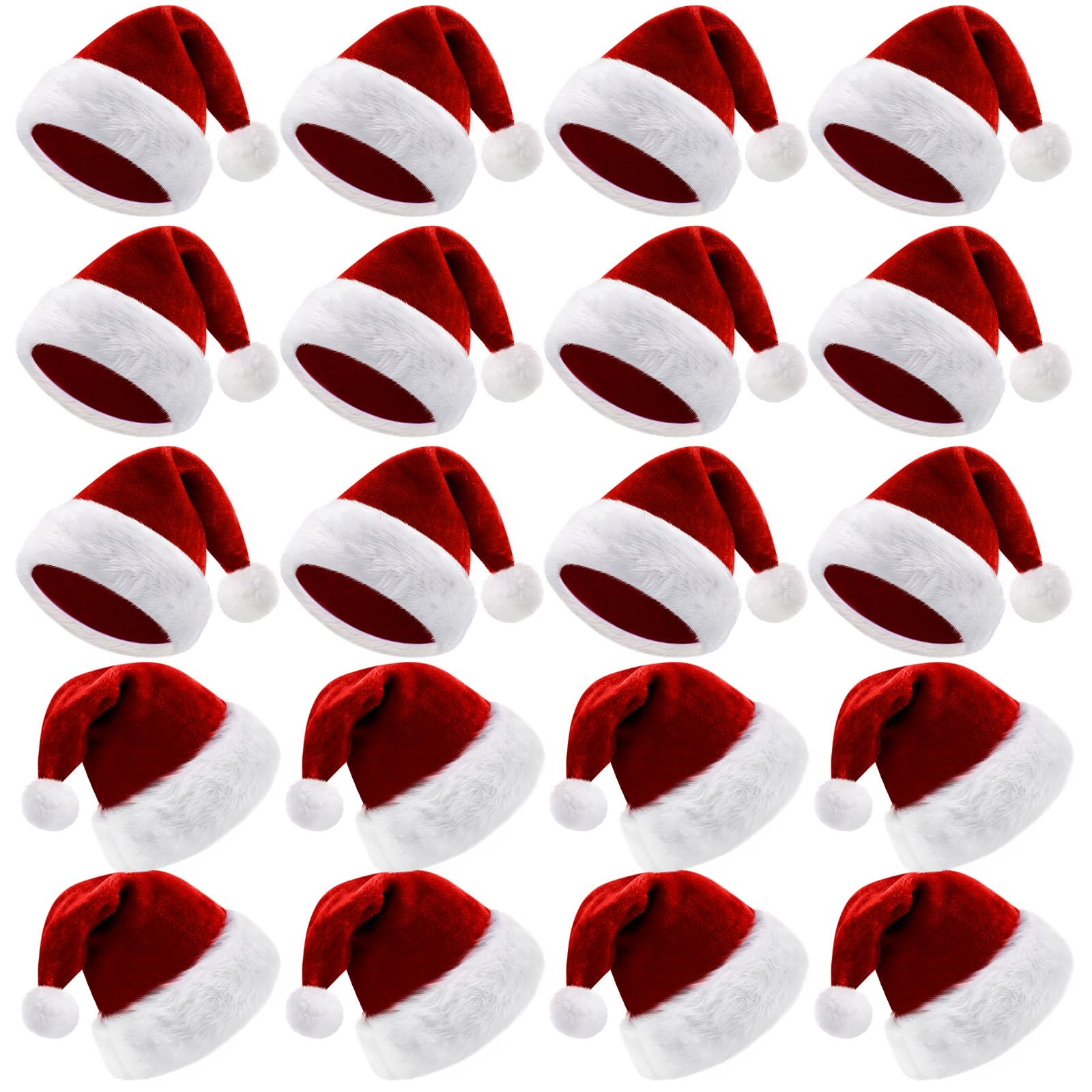 Vicenpal 20 Pcs Santa Hats Bulk for Adults, Brick Red, Classic