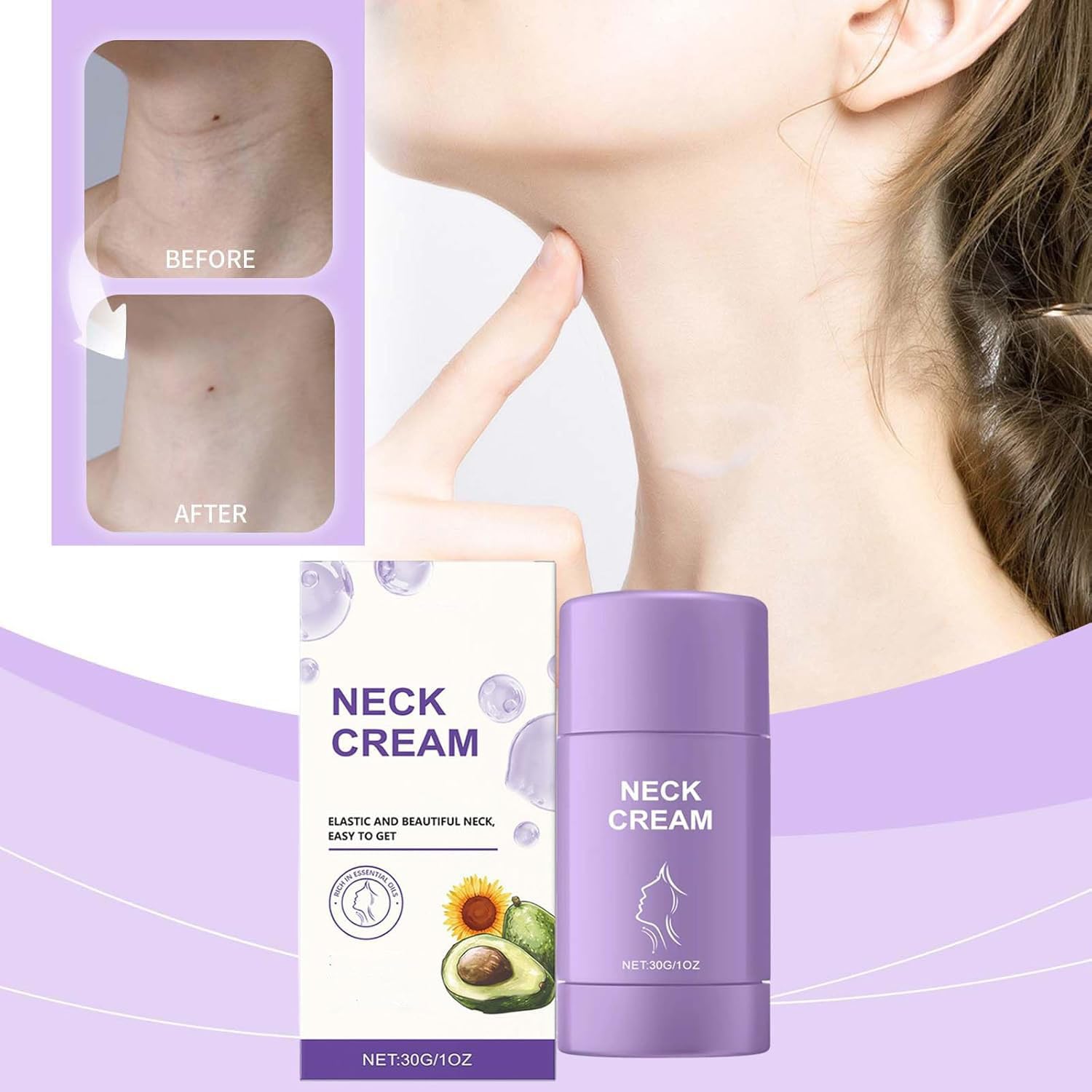 Samuwak - Matita per la cura del collo Samuwak, crema rassodante per collo e petto, matita per la cura del collo, tonificante per il collo, penna anti-rughe per ogni tipo di pelle (8 pezzi)