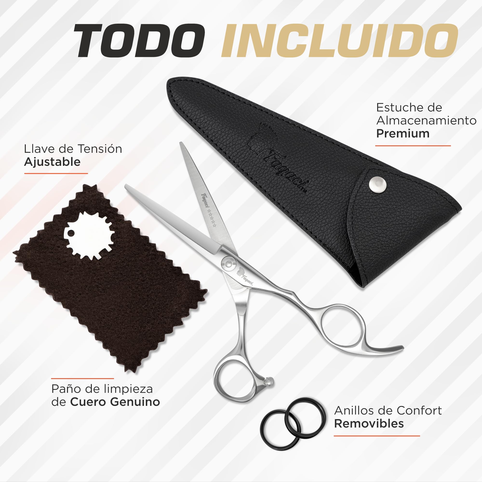 Fagaci Tijeras Peluqueria Profesional con Hojas Extremadamente Afiladas, Tijeras Cortar Pelo de Acero 440C, Tijeras Pelo Duraderas, de Movimiento Suave y de Corte Fino, Tijeras Peluqueria con Funda