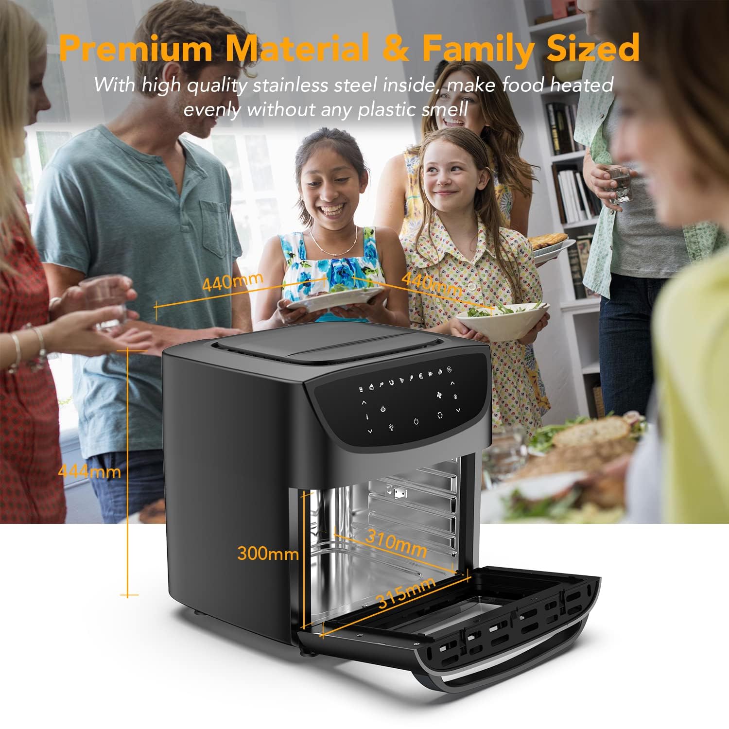 Digitaler Heißluftfritteuse 18L1800W Touchscreen Rotisserie Multifunktions 10 in 1 Display LED Niedriger Ölgehalt Heißluft-Technologie 360° Energiesparend Spülmaschinenfest