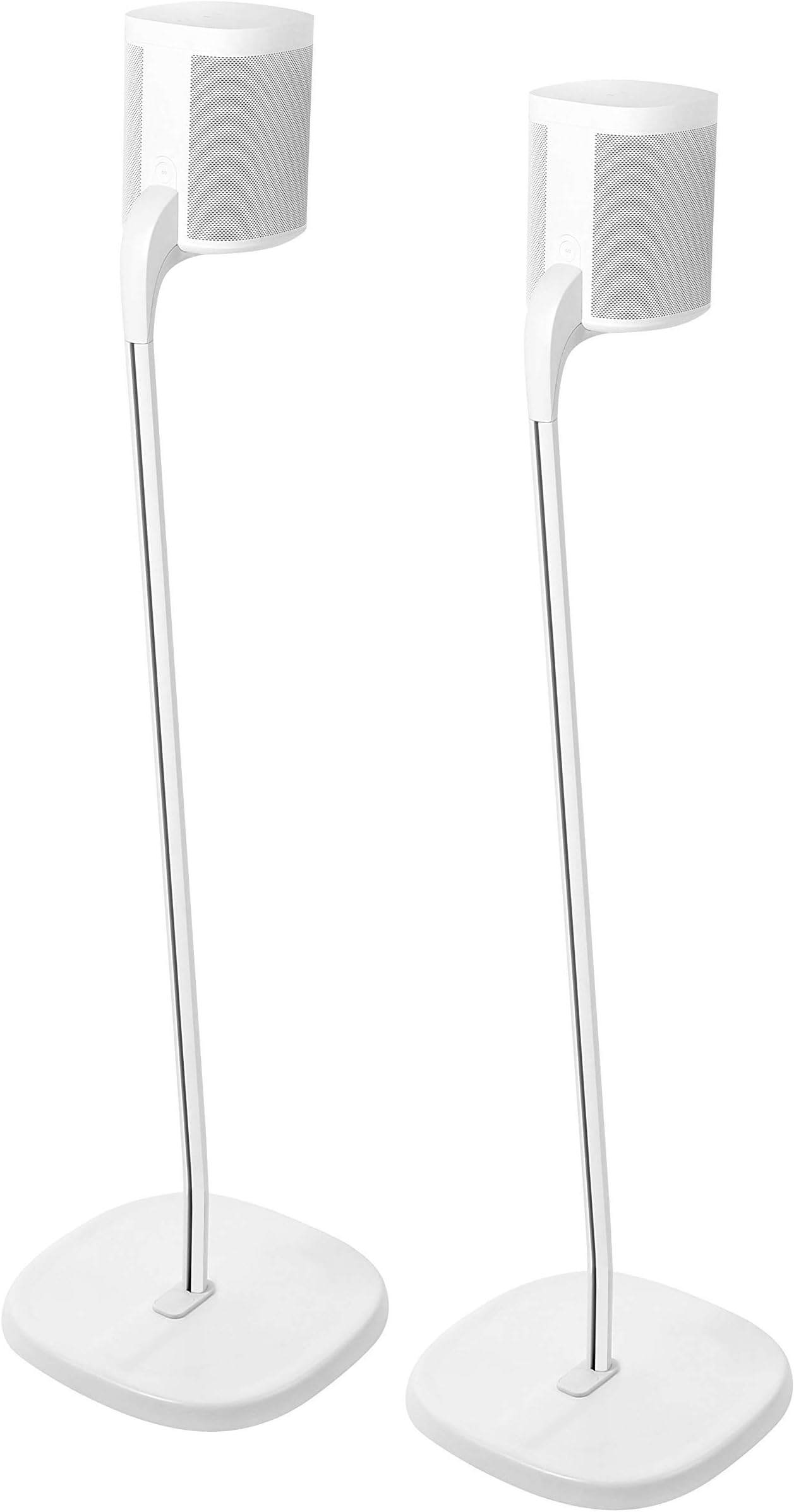 GT STUDIO SONOS Speaker Stands for SONOS One, One SL, Play:1, Play:3, Premium Design Improves Surround Sound, Complete Cord Concealment, Heavy Base - (Pair, White)