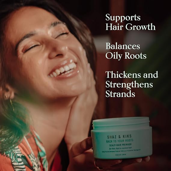 SHAZ & KIKS Essential Prewash Scalp+Hair Mask for Fine, Thin to Medium Hair | Deliver 35+ Essential Nutrients to Build Long-term Health | Nourish Roots & Thicken Fine Strands | Color-Safe | 90ml