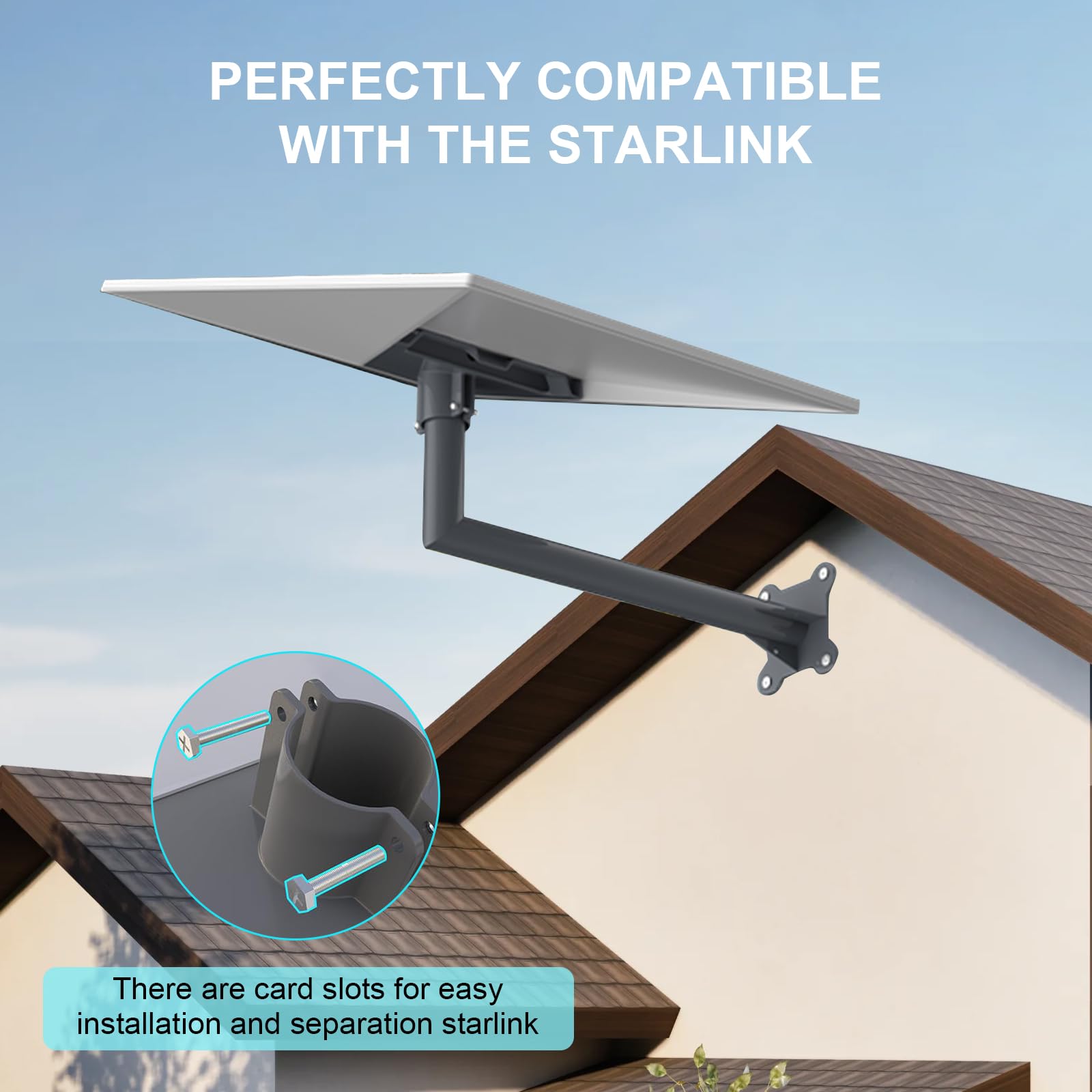 Starlink V3 Support de Toit Vertical avec Adaptateur de Montage et Support Mural à Angle Vertical (Long)