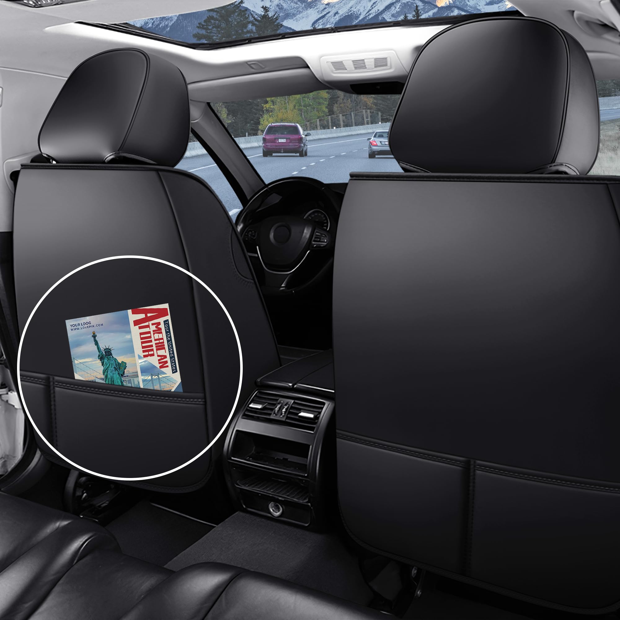 Autositzbezüge passend für Dacia Bigster 2024-2026, 5 Sitze Komplettset, wasserdicht & langlebig, kompatibel mit Seitenairbags, hochwertiges Nappa-Leder Sportsitzbezug.(Schwarz)