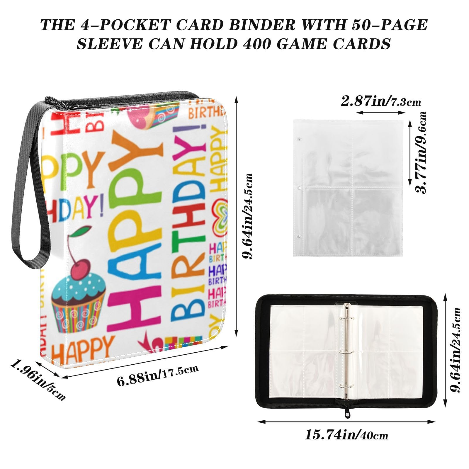 Classeur Carte,Capacité de 50 pages de 400 Cartes, Porte Classeur Carte,Capacité de 50 pages de 400 Cartes, Porte