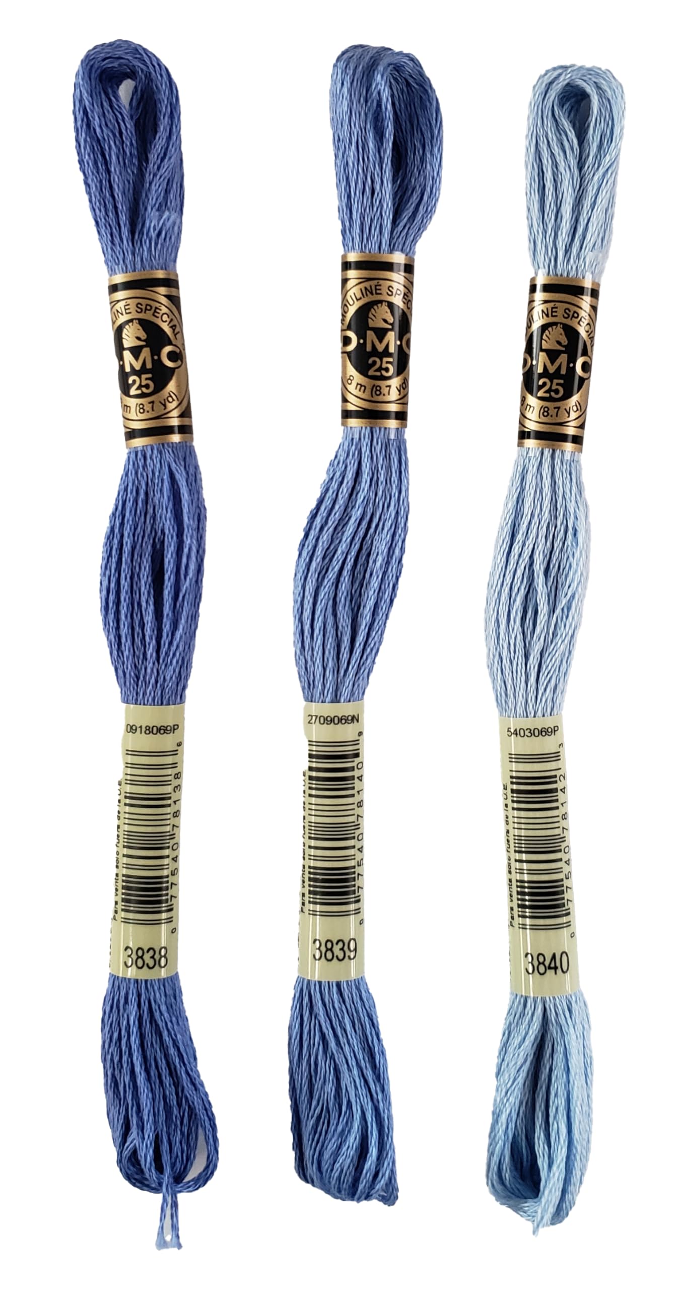 DMC 6-Strand Embroidery Cotton Bundle - Lavender Blue Color Family -3 Skeins of Thread - 8.7yd Skeins