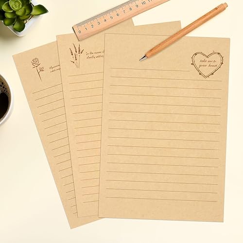 Miniatura 2 de Juego de papelería vintage de 72 piezas, 24 papeles de papelería con 12 sobres a juego, kit de papelería de aspecto antiguo para escribir cartas e