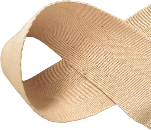 Cinta de sarga de algodón de 2 pulgadas x 5 yardas, cinta de espiga de espiga de color beige natural, cinta, encuadernación ideal para correa, disponible en Yaxa Peru