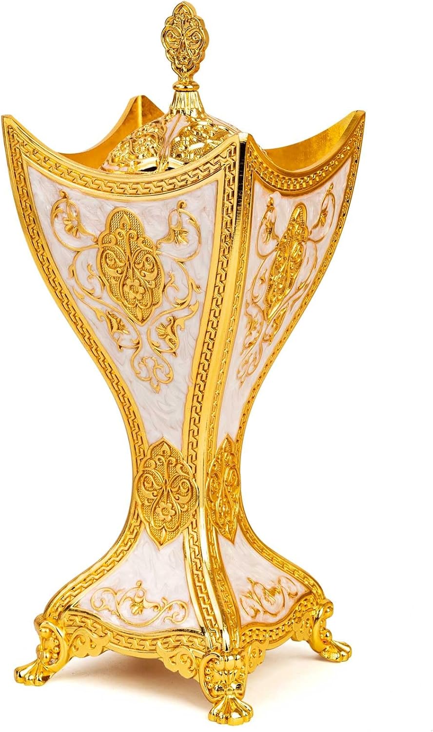 Bakhoor Incense Burner, 11Inches Charcoal Incense Burner - for Yoga, Spa Aromatherapy, Office & Home Decor, Trophy Shape (Gold)