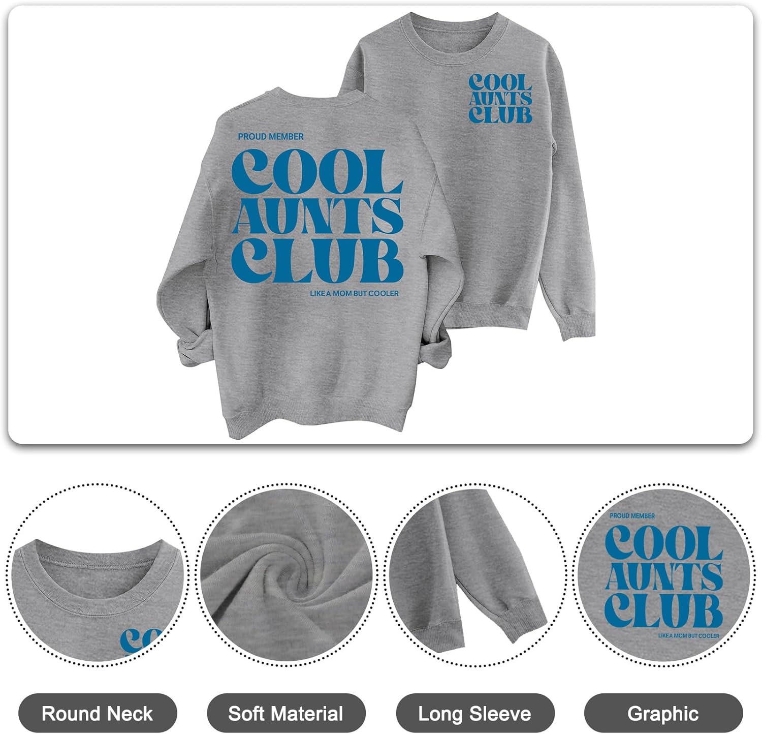 Auntie Sweatshirt Women Cool Aunts Club Sweatshirt Aunt Gifts Shirt Casual Long Sleeve Crewneck Pullover Tops - Image 5