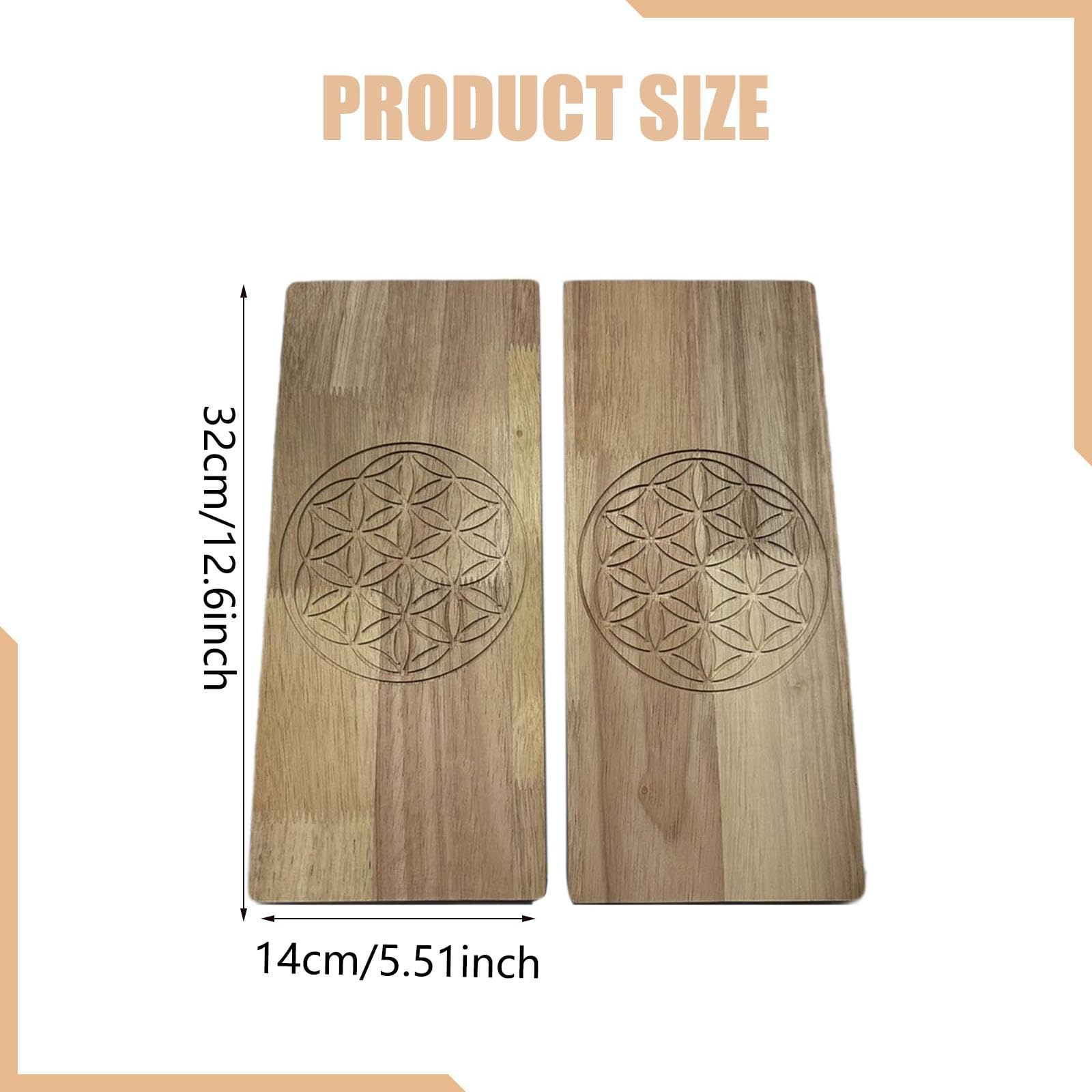 Tabla de Acupresión para Pies, 2 Piezas, Madera, 32x14 cm (12.6x5.5 in), para Masaje y Meditación, Fácil de Transportar