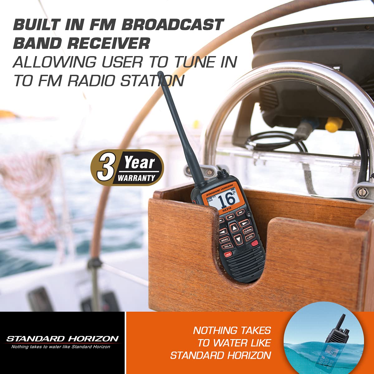 Standard Horizon HX210 Radio VHF de Mano, Color Negro