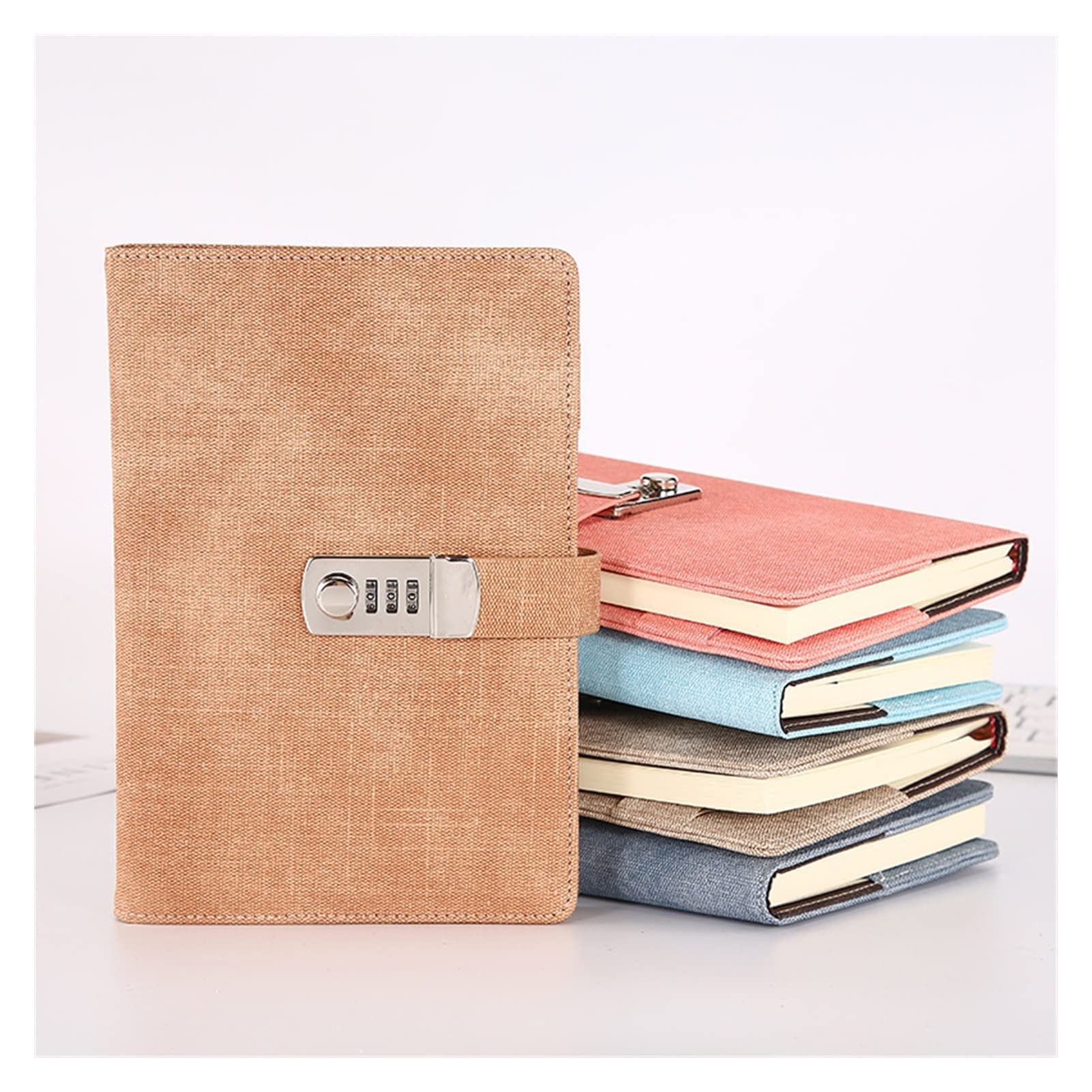 A5 Passwort-Notizbuch, Papier, abschließbar, Retro-Notizbuch, PU-Leder, Tagebuch mit Schloss, Traveler Journal, Wochenplaner, Schulschreibwaren