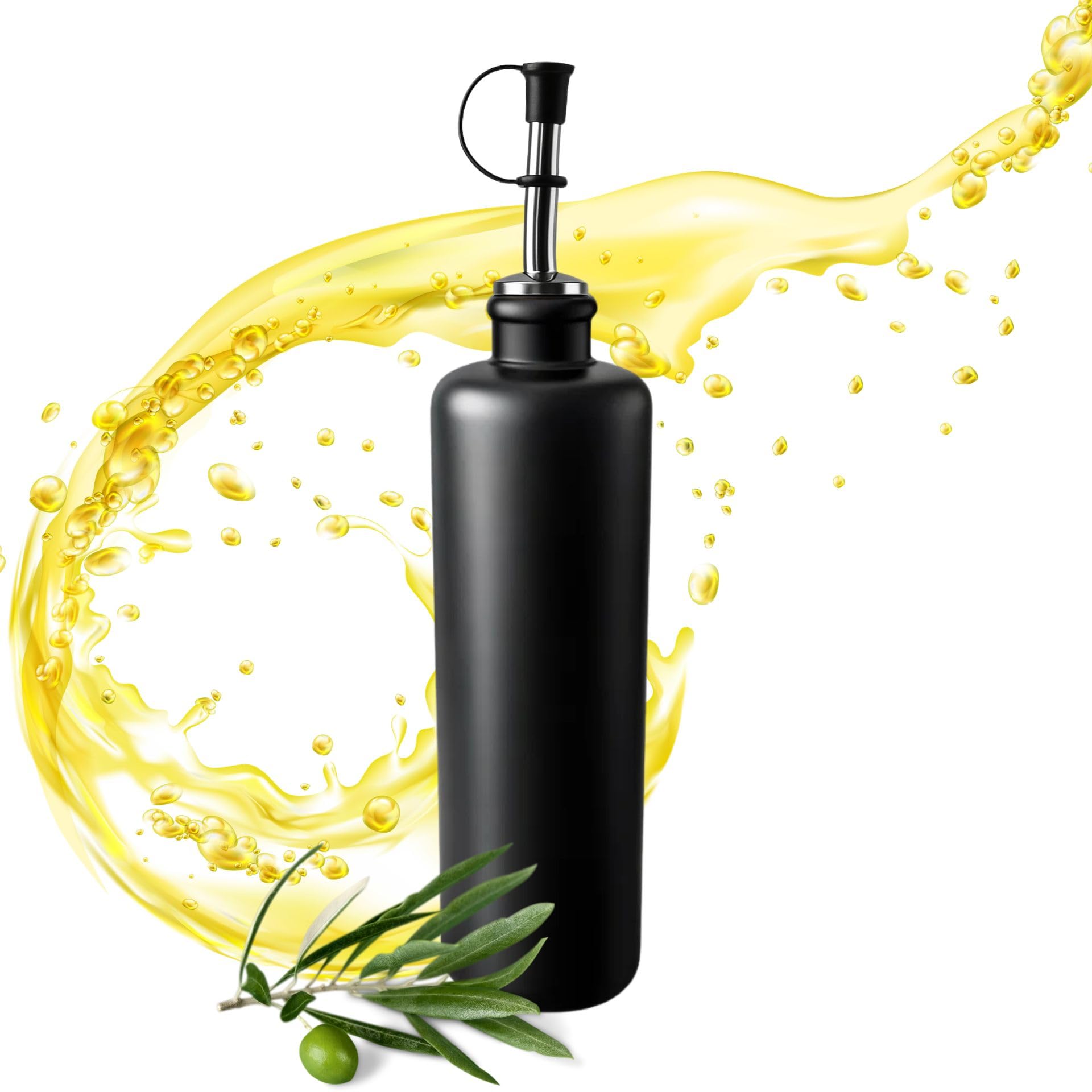 mikken Ölflasche 500 ml Keramik schwarz mit Ausgießer und Etikett Made in Germany