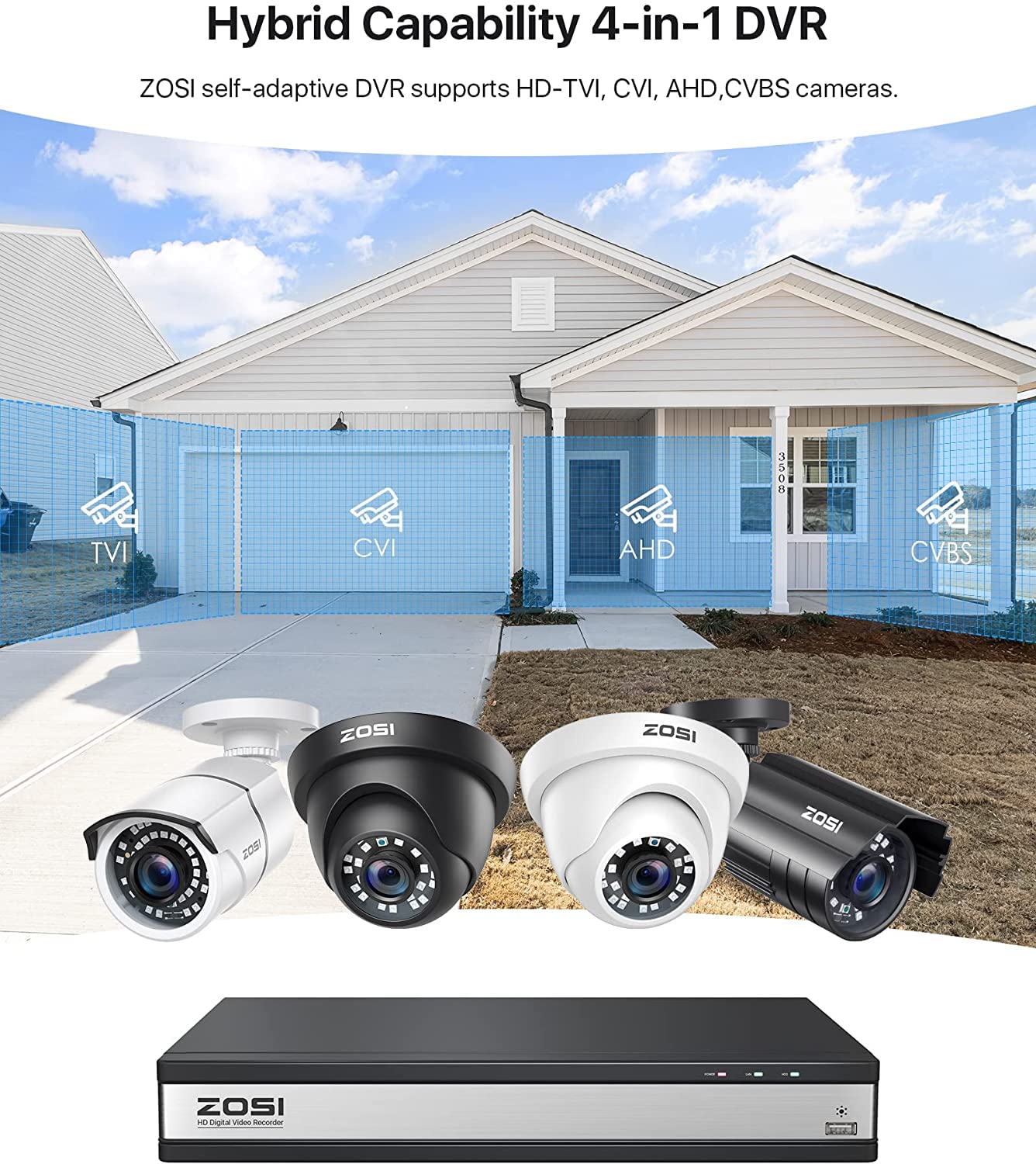 Amazon | ZOSI CCTV防犯カメラ監視カメラ8台セット1280TVL 防犯 