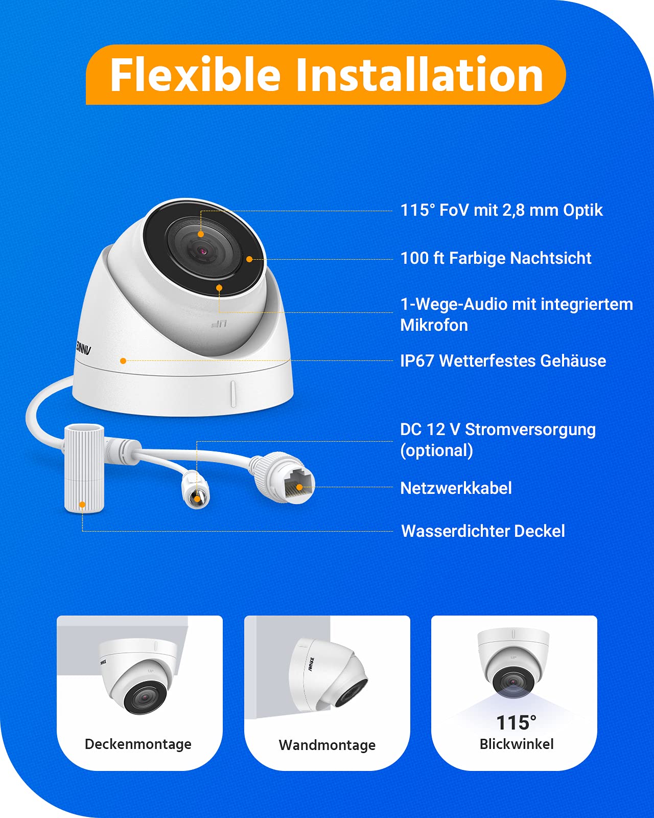 ANNKE 8 MP POE kamera do monitoringu, zestaw 16CH 4K H.265 NVR i 2 TB HDD system monitoringu z kamerą 16 x 1080p PoE IP 67, zestaw do domu, wewnętrznego, zewnętrznego systemu bezpieczeństwa