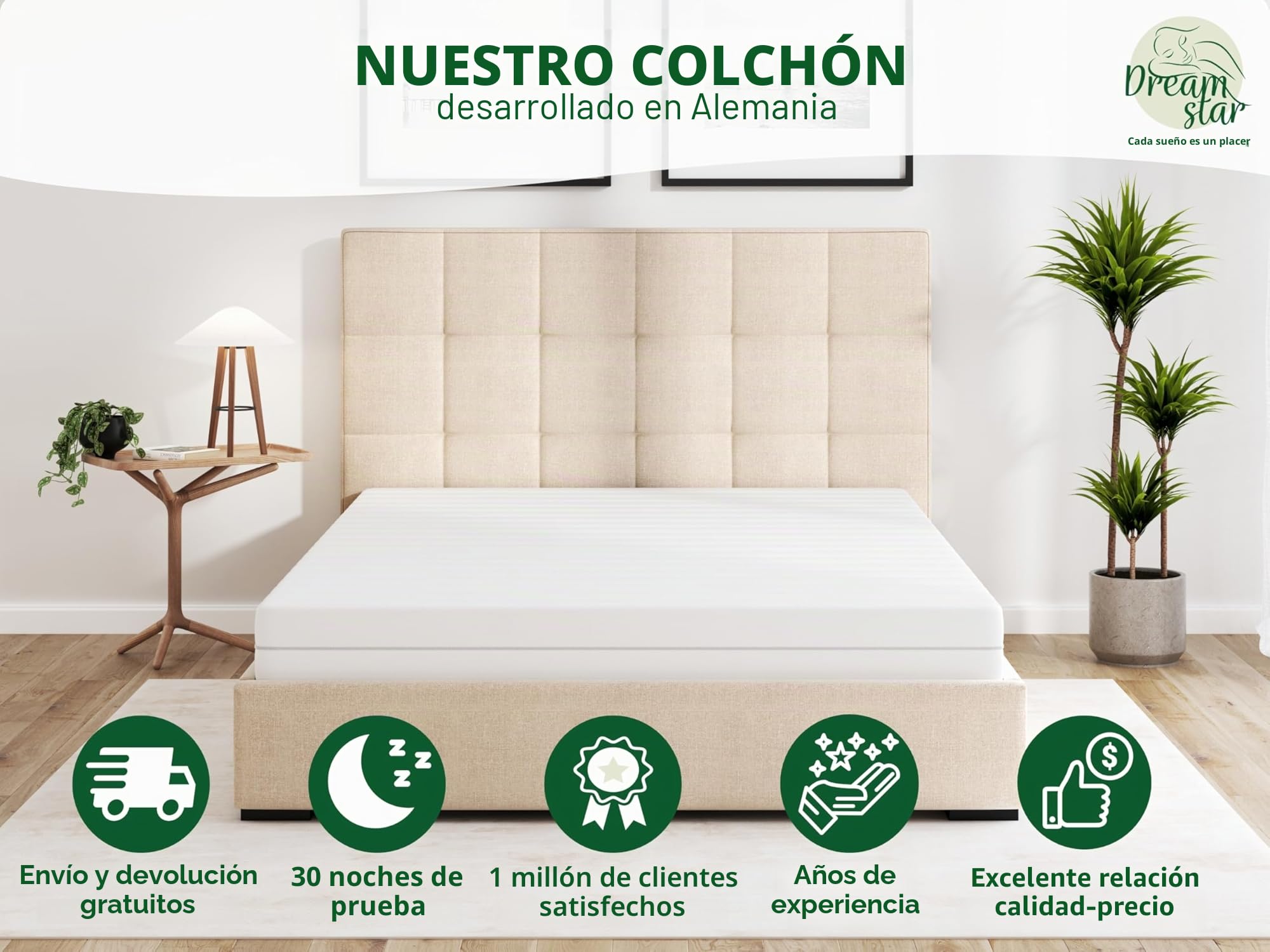 DREAMSTAR Colchón Easy Sleep 140 x 200 cm, H3 (de dureza media), colchón ergonómico de espuma fría, hipoalergénico y antibacteriano, funda extraíble y lavable, Oeko-Tex (11 cm, 140 x 200 cm)